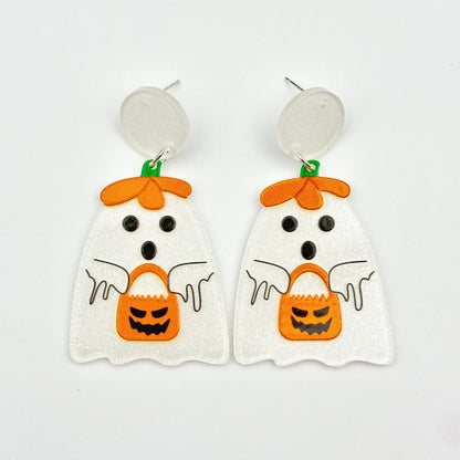Halloween-Tag-Ornament, bunte Geisteraugen, lustige Acryl-Ohrringe für Frauen