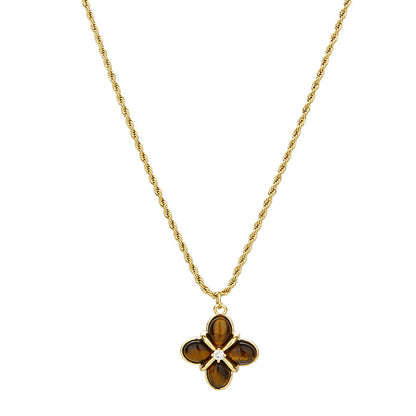 Collar de acero y titanio con ojo de tigre natural estilo retro de Maillard