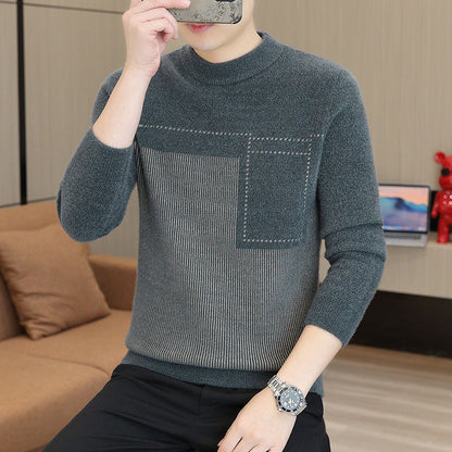 Men's Half-high Collar Sweater Autumn And Winter Mink Fur Thickened Mid Collar Warm