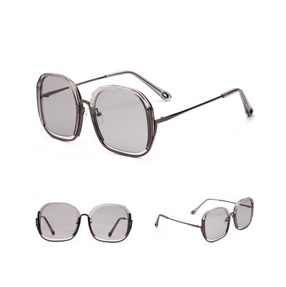 Gafas de sol coloridas, modernas y grandes con media montura para mujer