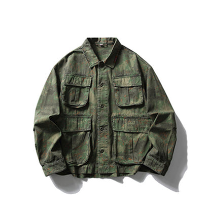 Chaqueta de trabajo con estampado de camuflaje tie-dye para hombre