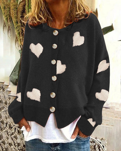 Suéter de corazón para mujer, cárdigan de un solo pecho, abrigo de punto, ropa exterior
