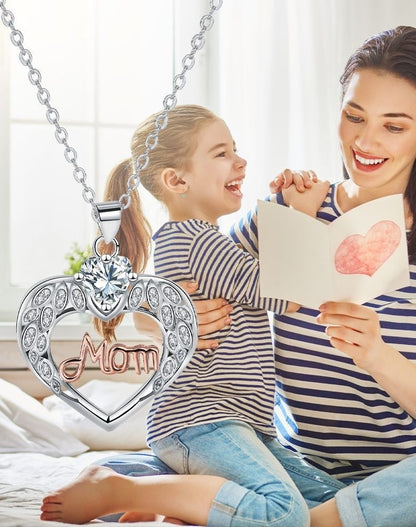 Elegante collar de mamá grueso con forma de corazón para mujer
