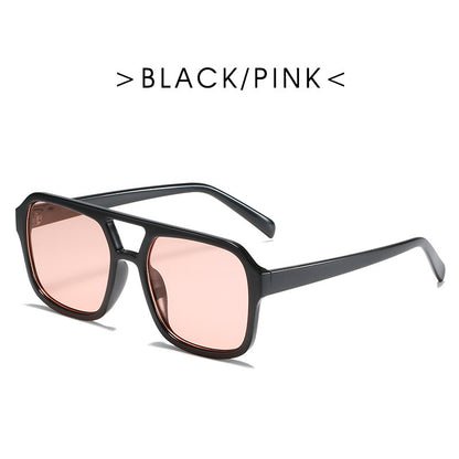 Gafas de sol cuadradas de doble haz con personalidad retro para hombres y mujeres