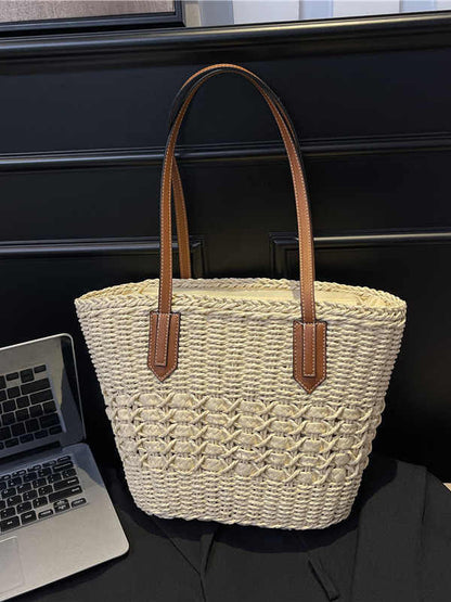 Bolso de paja de gran capacidad con cesta tejida