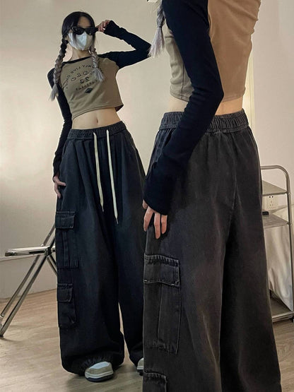 Jeans Tooling Loose Wide Leg Pants Damen