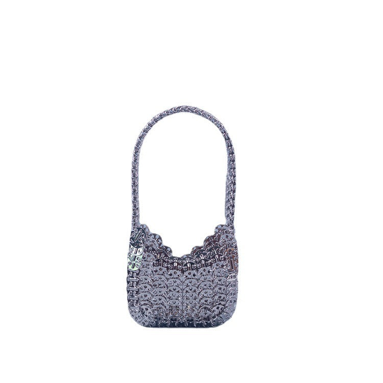 Silver Paillette Portable Handmade Bag High Texture