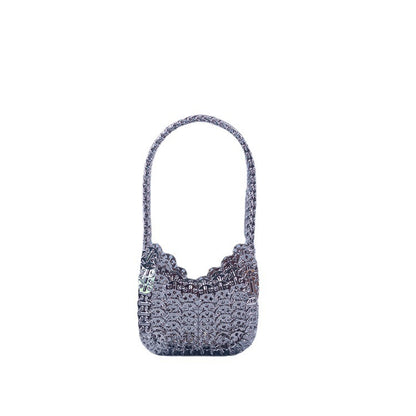 Silberne Pailletten-Tasche, tragbar, handgefertigt, hohe Textur