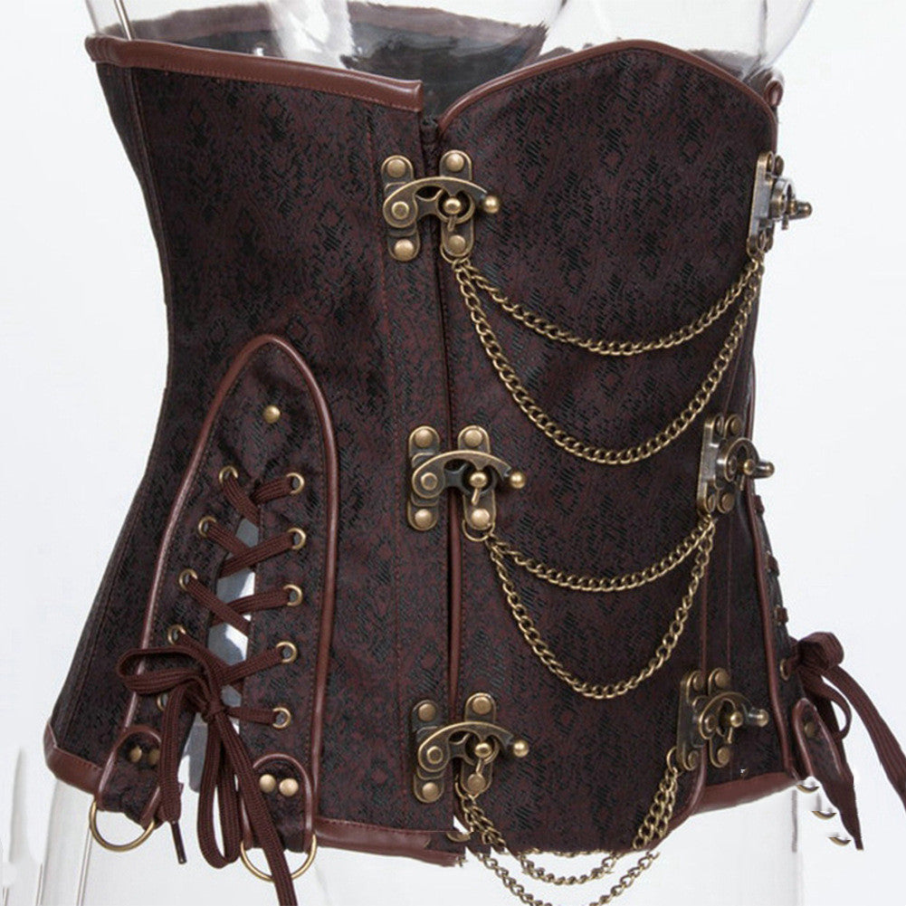 Fajas punk con cadena de metal para mujer