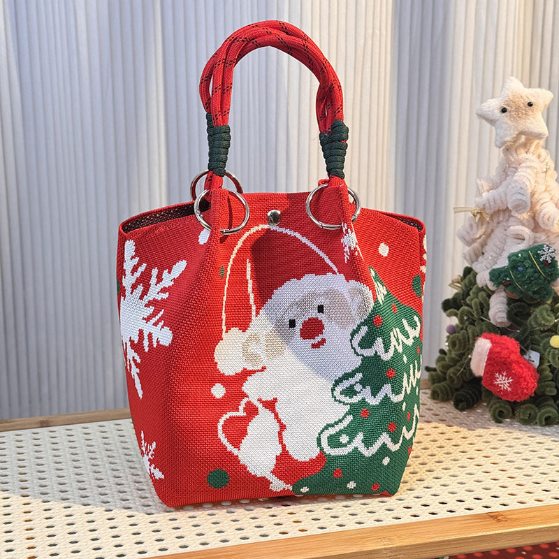 Knitted Buckle Bag Portable Large Capacity