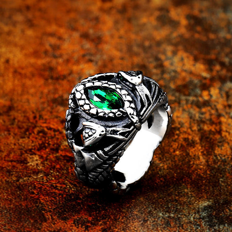 Vintage Animal Snake Shape Stainless Steel Ring For Men