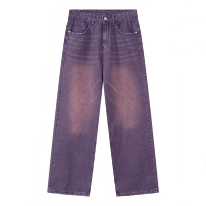 Retro Farbige Serie Breite Bein Hosen Gerade Lose Frauen