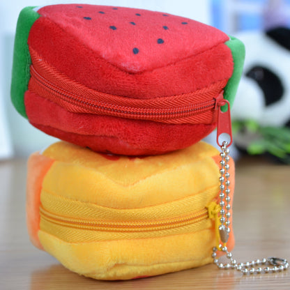 Kindertag Kreatives Geschenk Plüsch Solide Dreieck Frucht Null Brieftasche Münztüte Schlüsseltasche Gurt