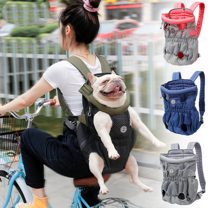 Mochila transportadora de mascotas para viajes al aire libre, de malla, transpirable, para el hombro