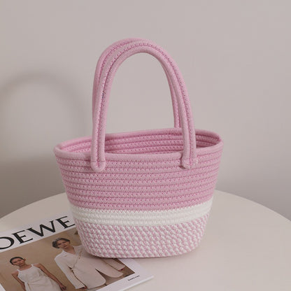Pink Twist Woven Straw Bag - BAGMODA