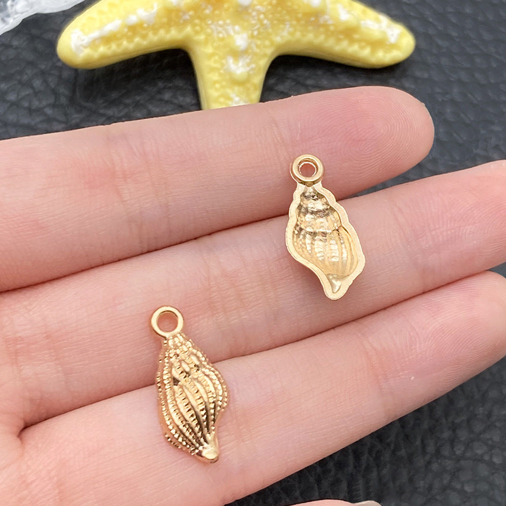 Gold Marine Life Starfish Conch Alloy Pendant DIY Bracelet Earring Ornament Pendant