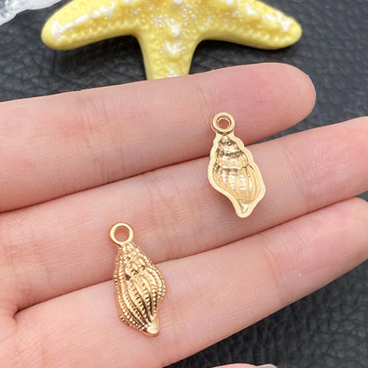 Colgante de aleación de concha de estrella de mar con vida marina dorada, pulsera para hacer tú mismo, pendiente, adorno colgante