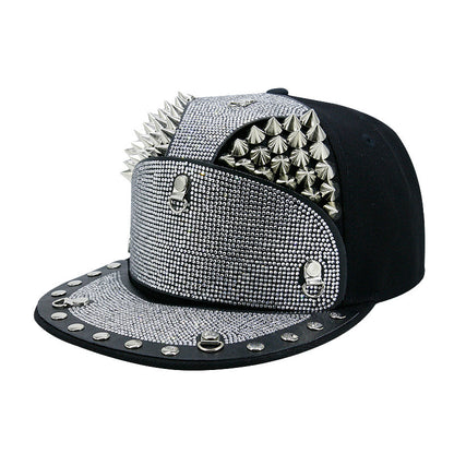 Punk Diamond Armor Tip Rivet Hip Hop Flachkrempe Hut