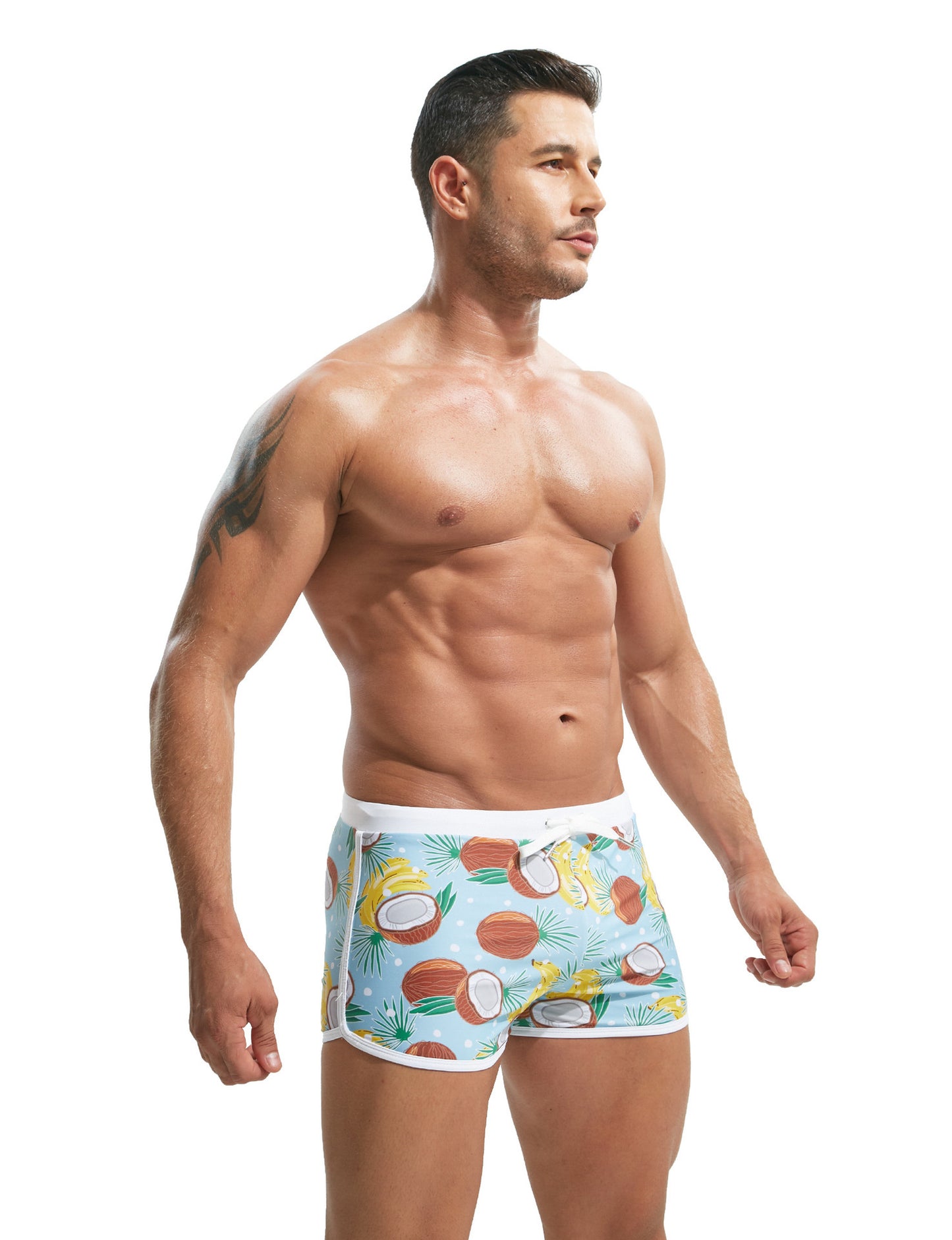 Summer Men's Nylon Printing Swim Briefs