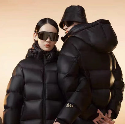 Kurze warme Steppjacke für Herbst und Winter für Herren und Damen, gleicher schwarz-goldener Wintermantel
