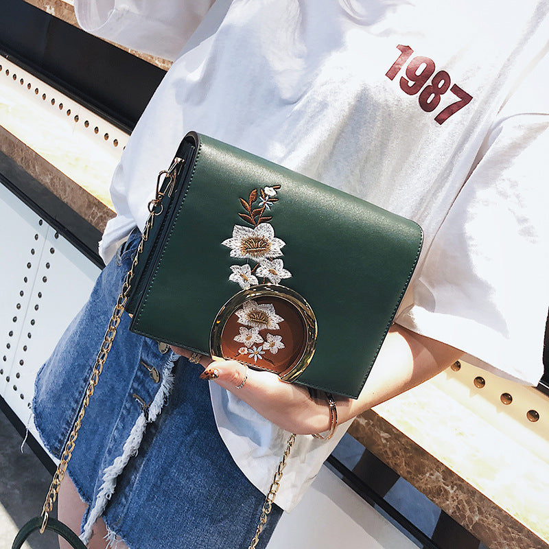 Embroidered Girl Small Satchel Chain Bag