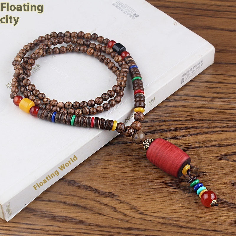 Men's And Women's Necklaces Retro Wooden Bead Sweater Chain Long Bodhi Pendant