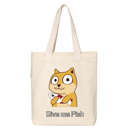 Shiba Inu Male And Female Shoulder Bag Canvas Large Capacity