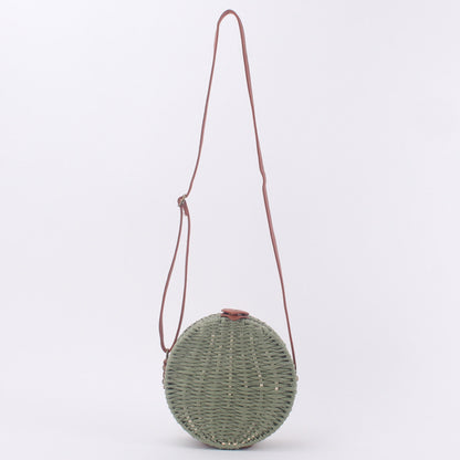 Bolso bandolera de playa redondo de paja tejida