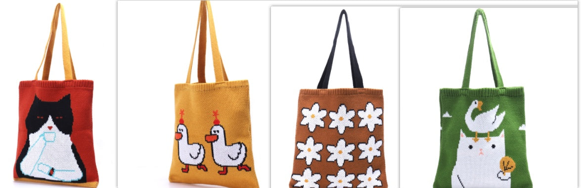 Portable Shopping Bag Personalized One-Shoulder Knitted Bag