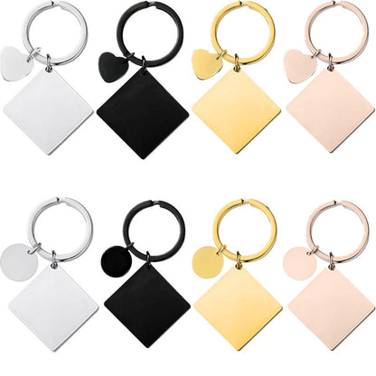 Llaveros de metal, accesorios cuadrados, regalo navideño, llavero con letras de metal.