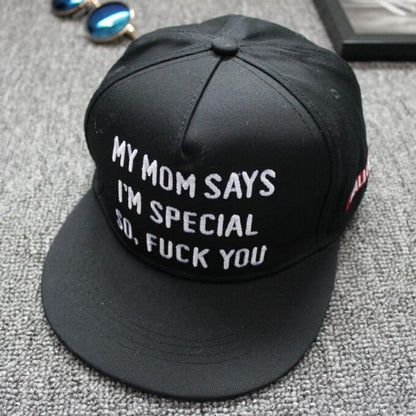 Gorra de béisbol hip hop con letras para hombre