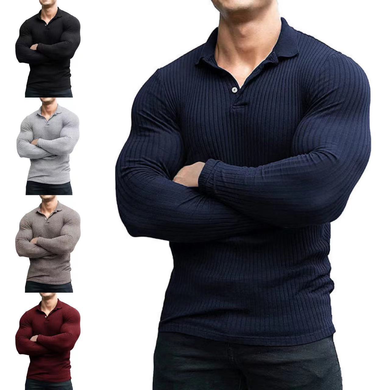 Men's New Fitness T-shirt Long Sleeve Casual Sports Fit