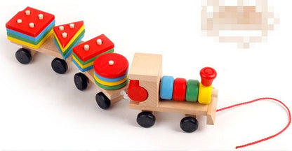Tren de madera con tractor de tres secciones, juguete de inteligencia para niños, rompecabezas, juguetes educativos
