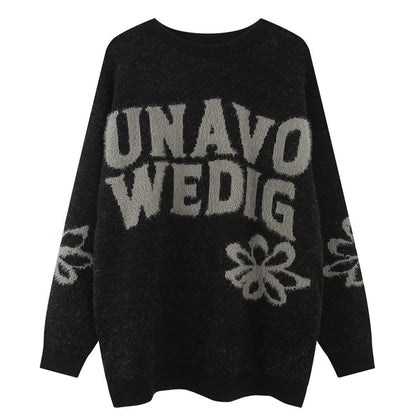 Tidejacquard Letter Fleece Sweater High Street Fashion Brand