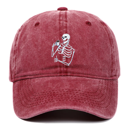 Totenkopf Tee Stickerei Baseball Vintage Distressed Waschmütze