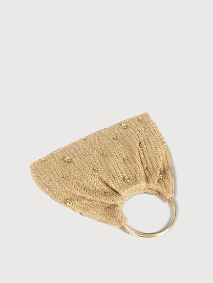Damenmode, einfarbig, Strohgewebte Handtasche