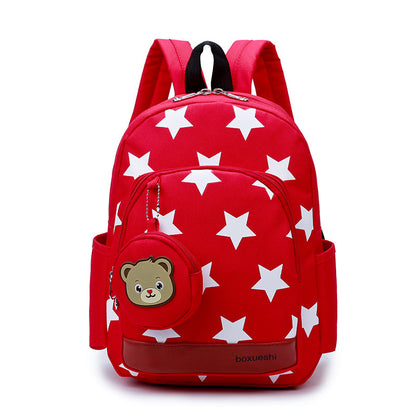 Bolso de guardería con diseño de oso pequeño, bolso de hombro doble.