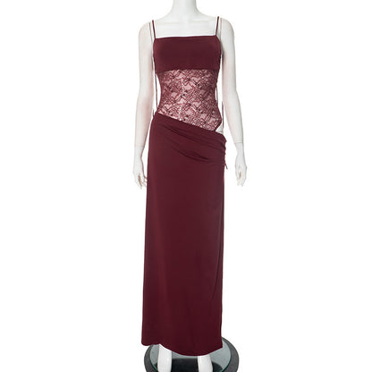 Vestido de tirantes de encaje Y2K, moda sexy, vestidos largos de encaje para fiesta, noche, club, ropa de playa para mujer