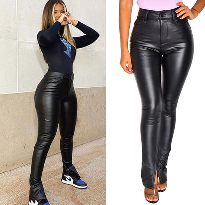 Casual Pants High Waist Slimming und enge Damen Lederhose