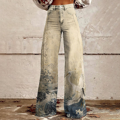 Horn Simulation Denim Hose Lose Hosen Für Frauen
