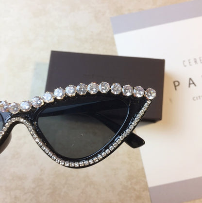 Gafas de sol de lujo con forma de gato y diamantes para mujer