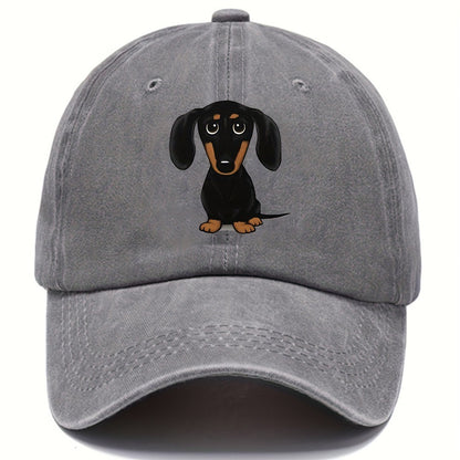 Retro Washed Baseball Cap Schirmmütze mit Dackel-Print