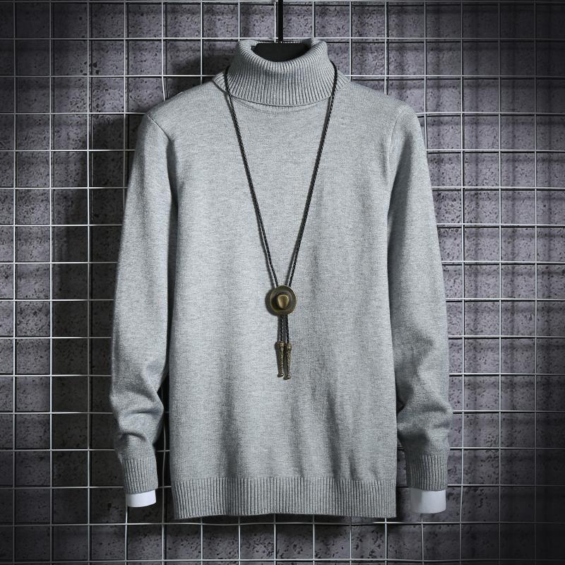 Turtleneck Sweater Men's Simple Solid Color Men's Large Size Pullover
