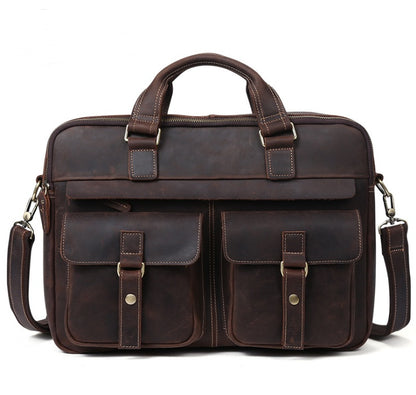 Bolsos genuinos para hombre, bolsos de negocios retro para hombre, maletín de piel de vaca, bolso oblicuo, bolso para portátil de 15,6 pulgadas