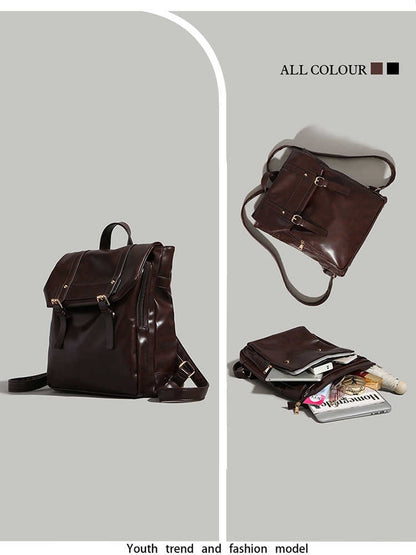 Leather Large Capacity Computer Backpack