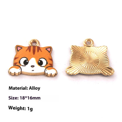 Pendientes de aleación de metal con diseño de gatito japonés, bonitos dibujos animados, hechos a mano, con aceite de goteo, llavero, colgante, accesorios