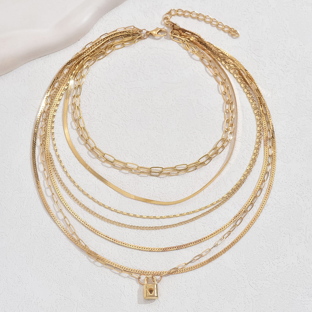 Stacked Layered Alloy Necklace Elegant Necklace All-match Jewelry Suit