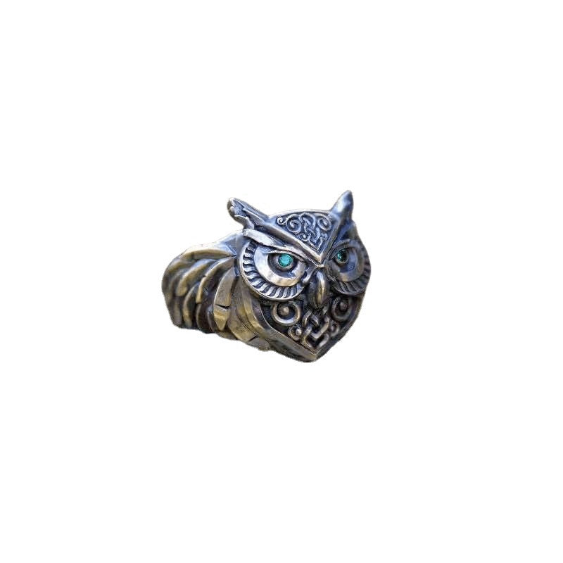 New Vintage Animal Owl Ring Hip Hop Carving