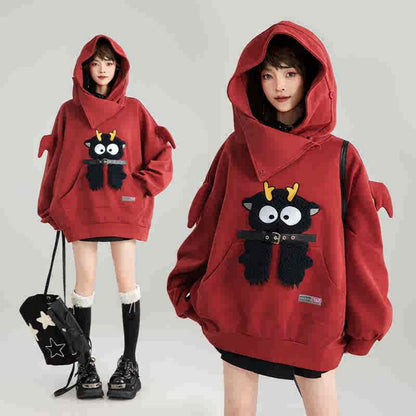 Mädchenähnliches Cartoon-besticktes Kapuzenpullover für Damen