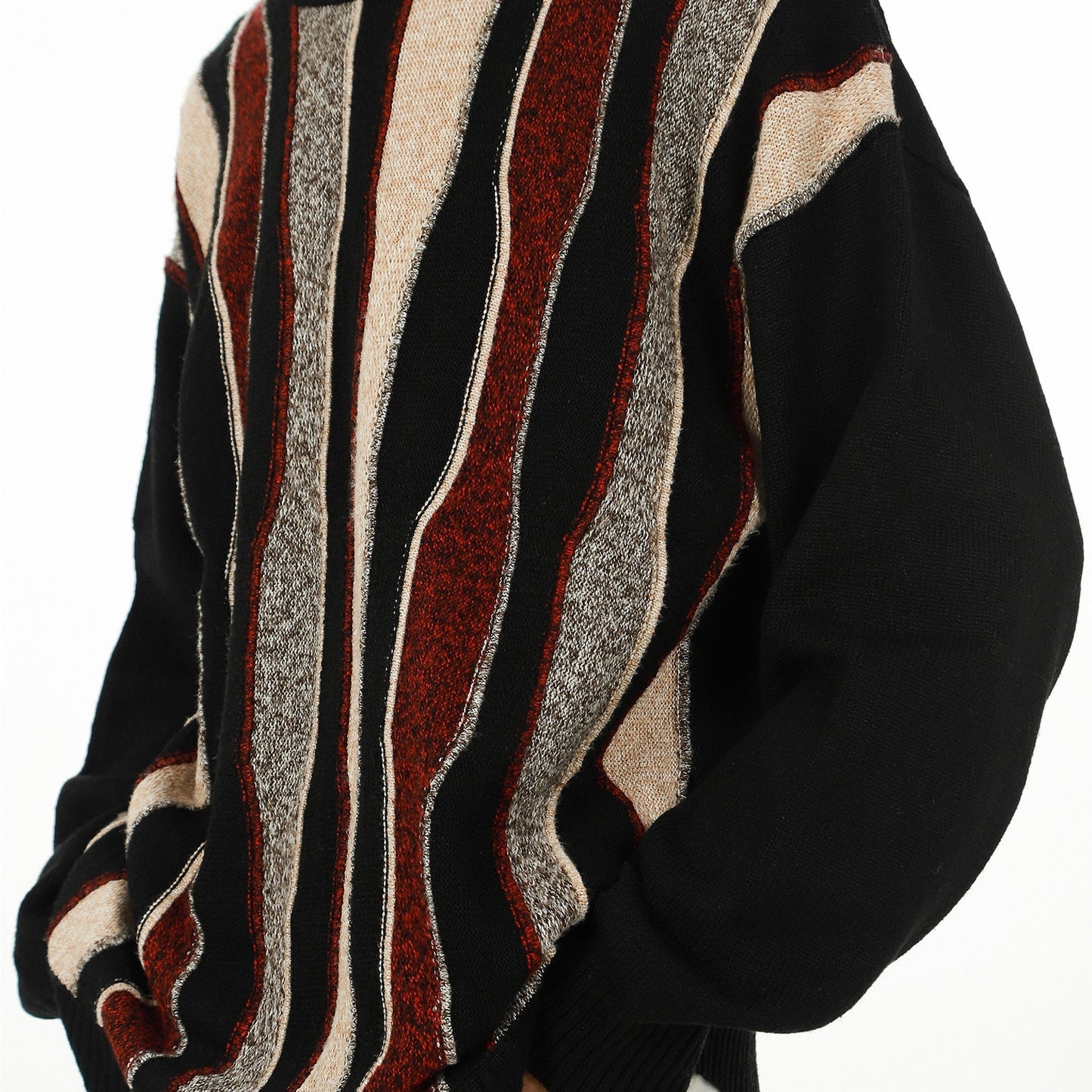 Men's And Women's Retro Personality Round Neck Knitted Striped Sweater